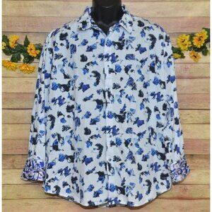 Robert Graham Blue Abstract Print Flip Cuff Men's 3XL Casual Button Front Shirt